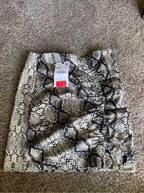 Zara Snake-Print Ruched Mini Skirt - Beige/Black